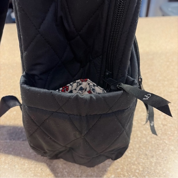 NWT Vera Bradley Large Quilted Laptop Backpack Bag Moonless Night Black Flowers - Picture 5 of 8